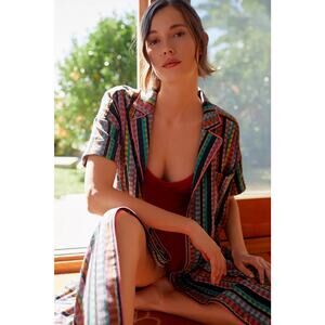 ANTHROPOLOGIE- NWOT-Striped‎ Lounge Midi Dress Rainbow color way SZ:S RET$198